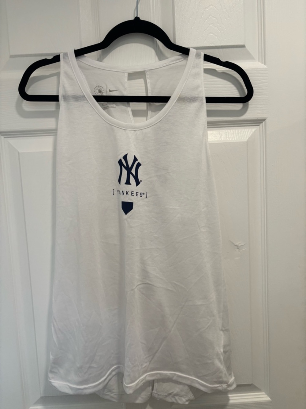 Nike White Tank Top with Navy Swoosh